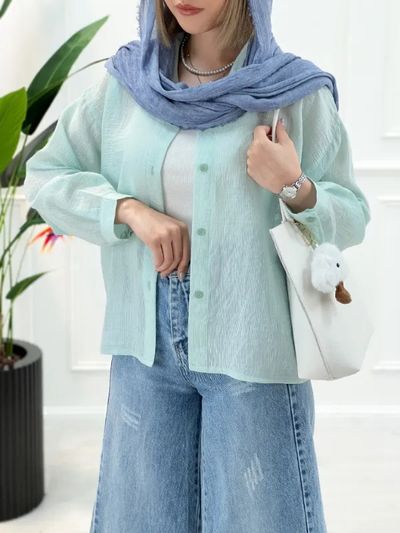 شومیز مانتویی شیشه‌ای - سبز